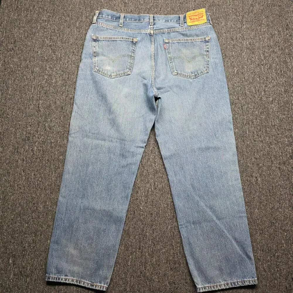 Levis 550 Jeans Mens 38x30 Relaxed Fit Tapered Leg Blue Denim Distressed Work